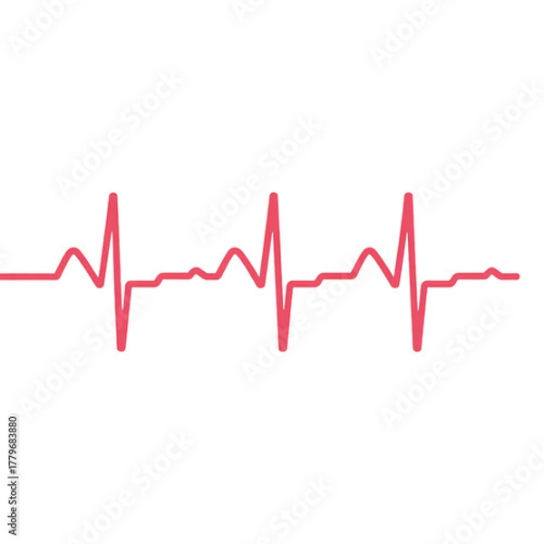 Fototapeta Red Electrocardiogram Heartbeat Line on Black Background