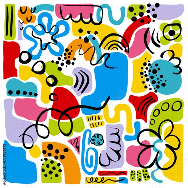 Fototapeta Colorful abstract doodle composition illustration