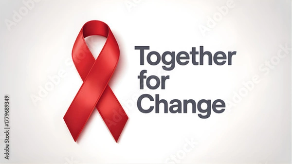 Obraz World AIDS Day Message | Together for Change Red Ribbon Artwork