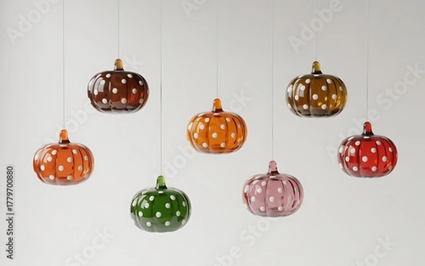 Obraz Colorful Whimsical Pumpkin Decorations for Fall and Halloween