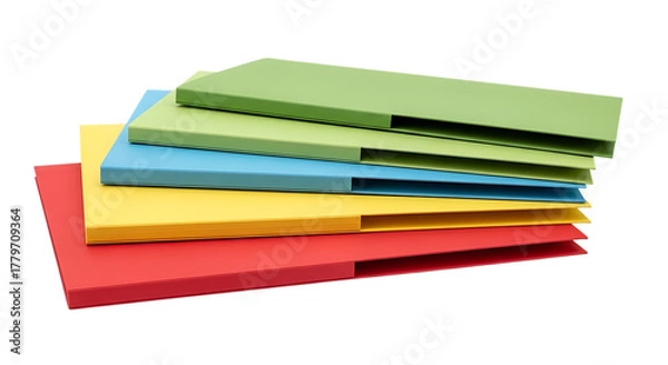 Obraz Stack of colorful folders isolated on a transparent background