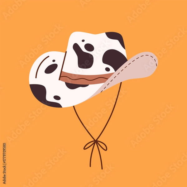 Obraz Western-style vector cowboy hat. Sheriff's brown hat with a cow print. Wild West and Texas concept.