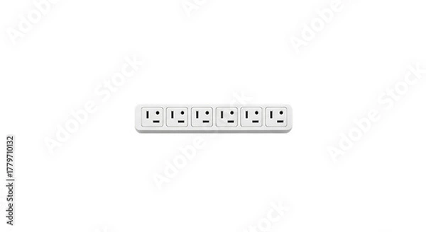 Fototapeta White power strip with six outlets isolated on a transparent background