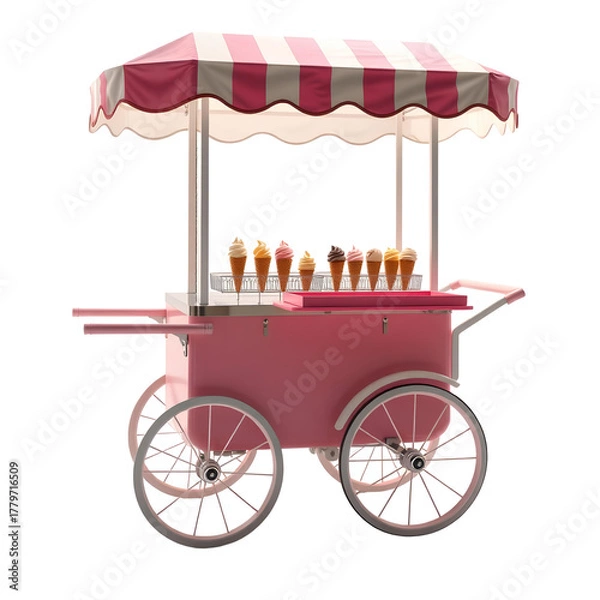 Fototapeta Photo of ice cream cart isolated on transpatent background