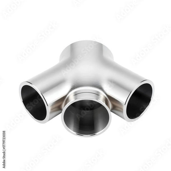 Fototapeta Photo of three-way pipe fitting isolated on transparent background