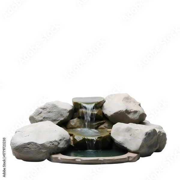 Fototapeta Photo of artificial waterfall isolated on transparent background