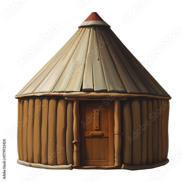 Fototapeta Photo of traditional Mongolian yurt isolated on transparent background