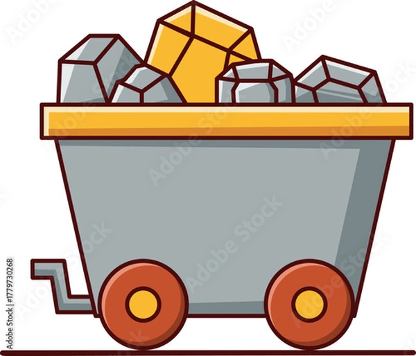 Obraz Mining Cart Filled with Gold and Grey Ores