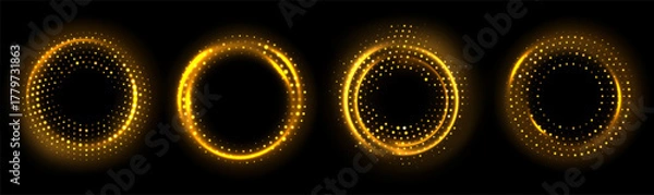 Obraz Glowing Golden Light Rings Set