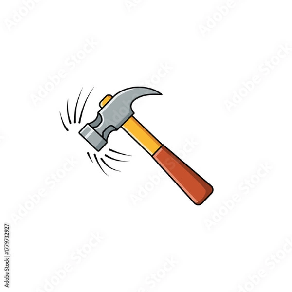 Obraz Hammer Icon with Impact Motion Lines