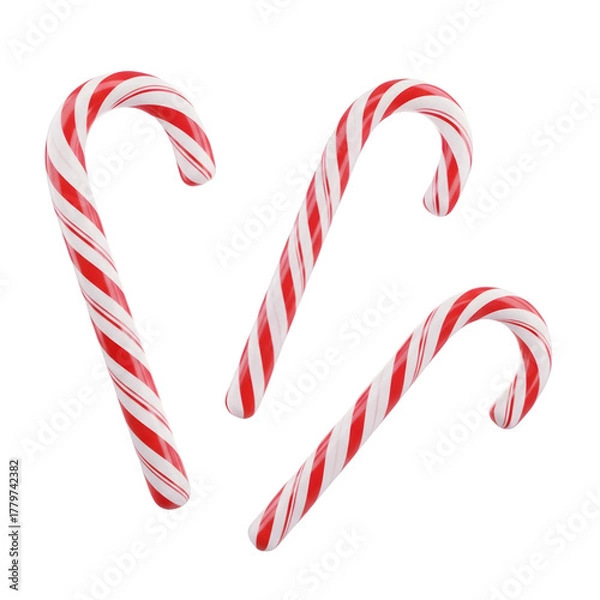 Fototapeta Three candy canes isolated on transparent background
