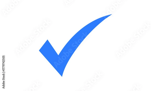 Fototapeta Blue Check Mark Icon, Simple Tick Symbol, Approval, Confirm, Success