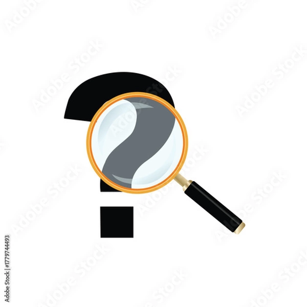 Obraz Question Mark Under Magnifying Glass Symbolizing Inquiry