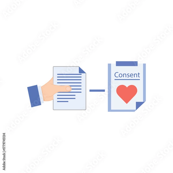 Obraz Consent Document with Heart Symbol and Approval Arrow