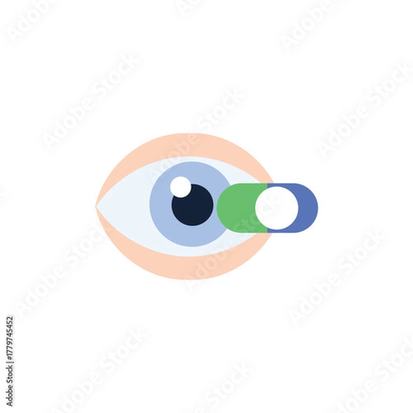 Fototapeta Eye with Toggle Switch Symbolizing Visibility Settings