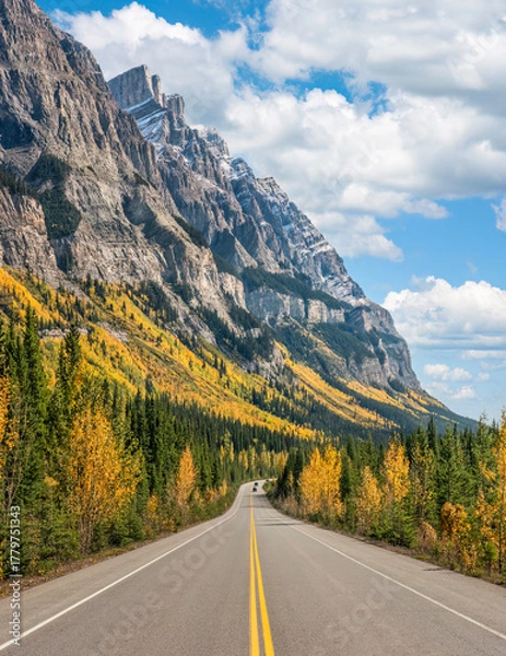 Fototapeta Scenic Drive in Autumn on the Icefields Parkway - Banff National Park - Canada