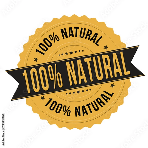 Obraz 100% Natural golden badge,emblem or label