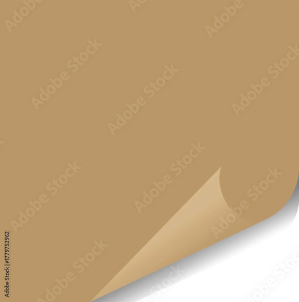Fototapeta Blank brown sticky note paper with curled corner vector illustration