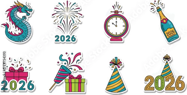 Fototapeta Party Themed New Year 2026 Artwork