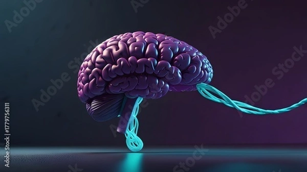 Fototapeta Human brain is shown in the shape of human head with its.