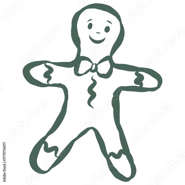 Obraz Christmas Bread. Line Art Illustration.