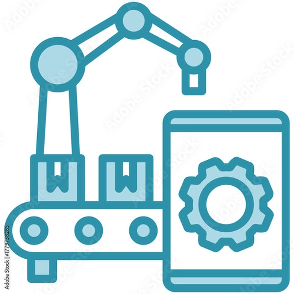 Fototapeta Mobile Control Icon, Mini Illustration Relate To Industry 4-0, Modern Industry. Use For Modern Concept, Ui, Ux Web And App Development.