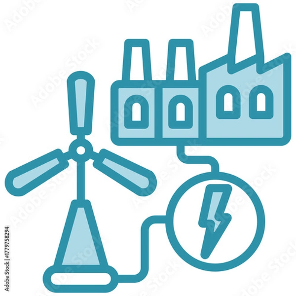 Fototapeta Power System Icon, Mini Illustration Relate To Industry 4-0, Modern Industry. Use For Modern Concept, Ui, Ux Web And App Development.