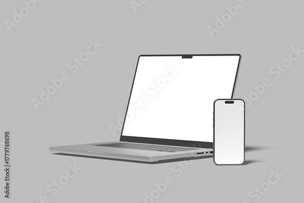 Obraz Laptop Phone Screen Blank Mockup	