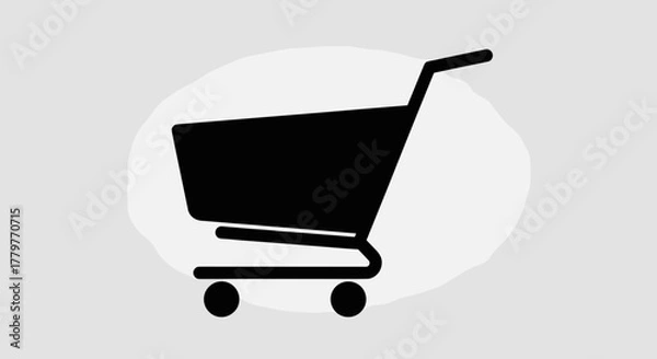 Obraz Shopping Cart Icon Black Silhouette on White Oval Background.
