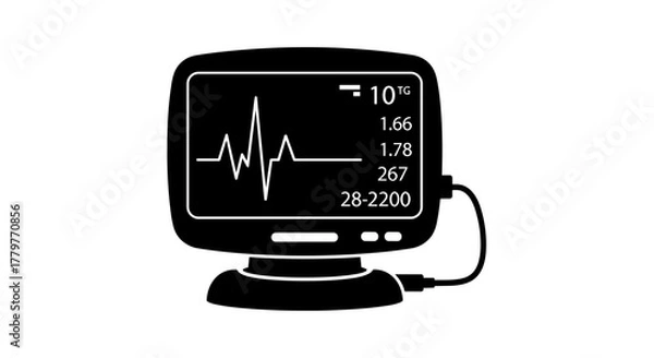Obraz Medical Monitor Displaying Vital Signs and Heart Rate.