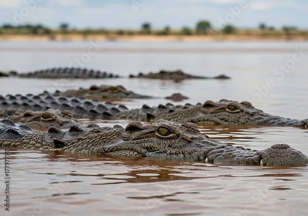 Obraz River Guardians – Crocodiles Await
