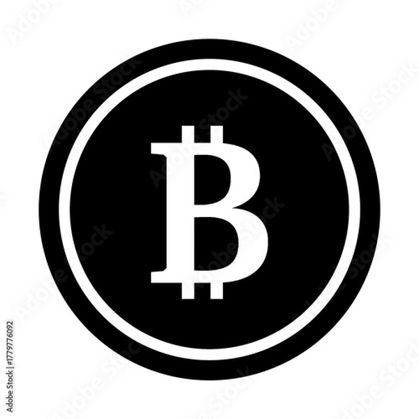 Obraz black bitcoin icon without background, isolated