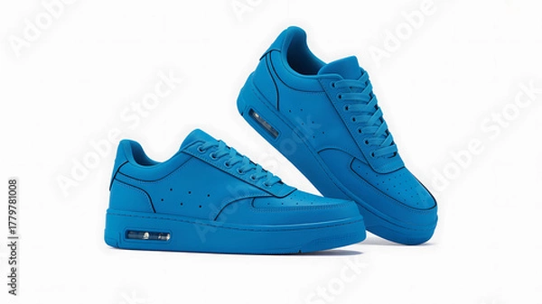 Obraz Pair of bright blue sneakers for style and comfortable athletic wear