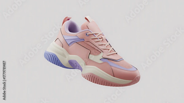 Obraz Trendy platform sneaker in pastel colors isolated on plain background