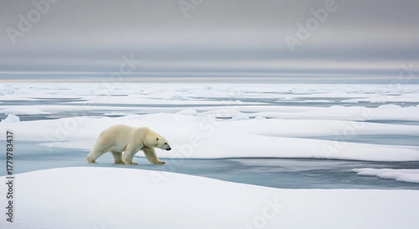 Obraz Arctic Solitude – Polar Bear on Ice