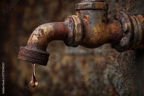 Fototapeta Dripping Rusted Faucet Macro