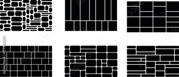 Obraz Abstract Geometric Patterns Black and White Vector Graphic Design Set