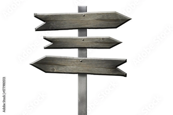 Fototapeta Holz Schild Wegweiser Pfeile - Grau, Braun