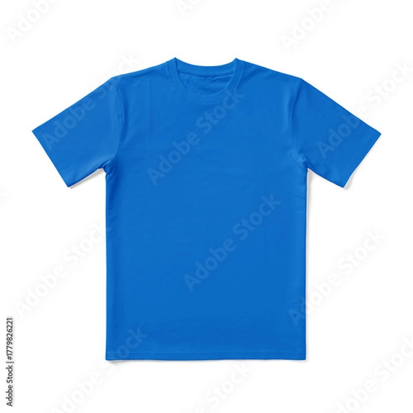 Obraz Apparel Mockup of High-Quality Blank Aqua Blue T-Shirt Front View Template on White Transparent Background 