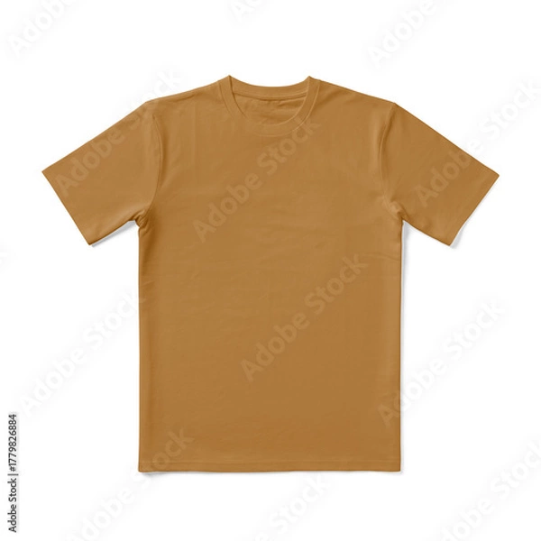 Obraz Apparel Mockup of High-Quality Blank Caramel T-Shirt Front View Template on White Transparent Background 