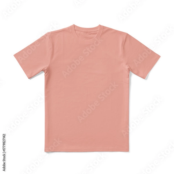 Obraz Apparel Mockup of High-Quality Blank Pink T-Shirt Front View Template on White Transparent Background 