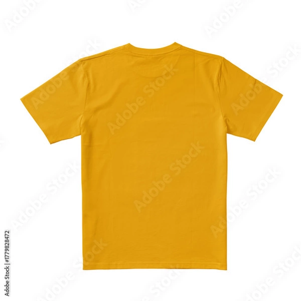 Obraz Apparel Mockup of High-Quality Blank Yellow T-Shirt Back View Template on White Transparent Background 