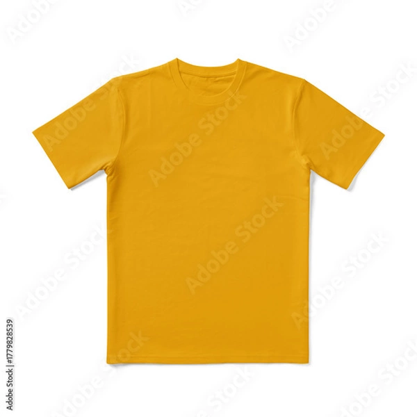 Obraz Apparel Mockup of High-Quality Blank Yellow T-Shirt Front View Template on White Transparent Background 