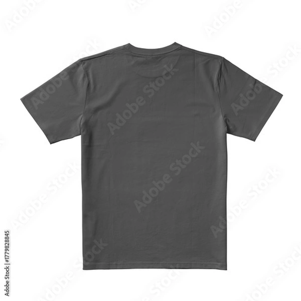 Obraz Apparel Mockup of High-Quality Blank Charcoal Grey T-Shirt Back View Template on White Transparent Background 