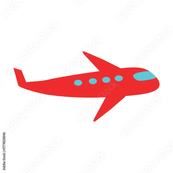 Fototapeta vector illustration of a red plane. Red airplane drawing.