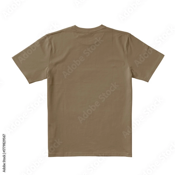 Obraz Apparel Mockup of High-Quality Blank Mocha Brown T-Shirt Back View Template on White Transparent Background 