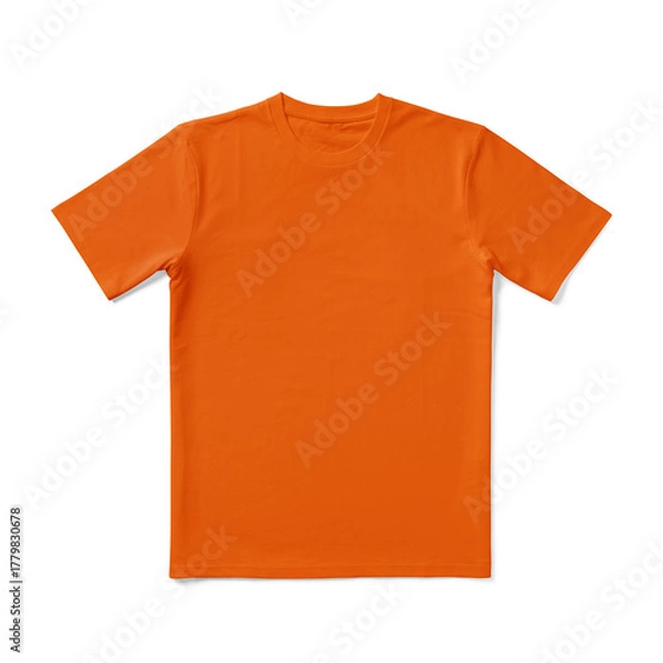 Obraz Apparel Mockup of High-Quality Blank Orange T-Shirt Front View Template on White Transparent Background 