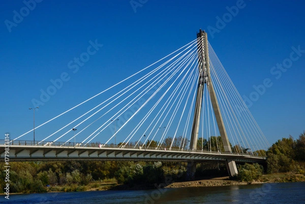 Fototapeta Bridge across Vistula river in Warsaw, Poland