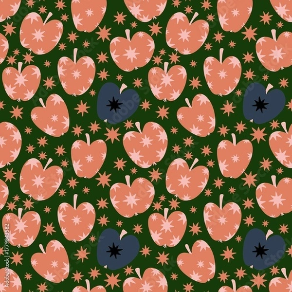 Fototapeta Summer fruit seamless apples pattern for wrapping paper and fabrics and party accessories and kids print