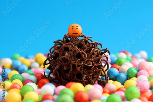 Obraz Frightened sphere faces the conflict